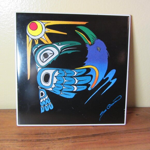 cermaic tile trivet inuit art canada by sue coleman (W4142) - Picture 1 of 6